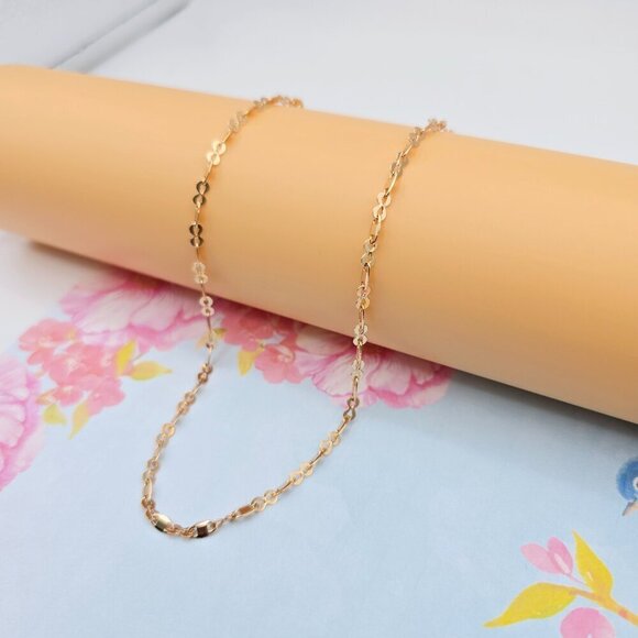 "Delicate Rose Gold Link Chain Necklace for Women, 17.7 Inch Length, XPNL0078 - Picture 2 of 12